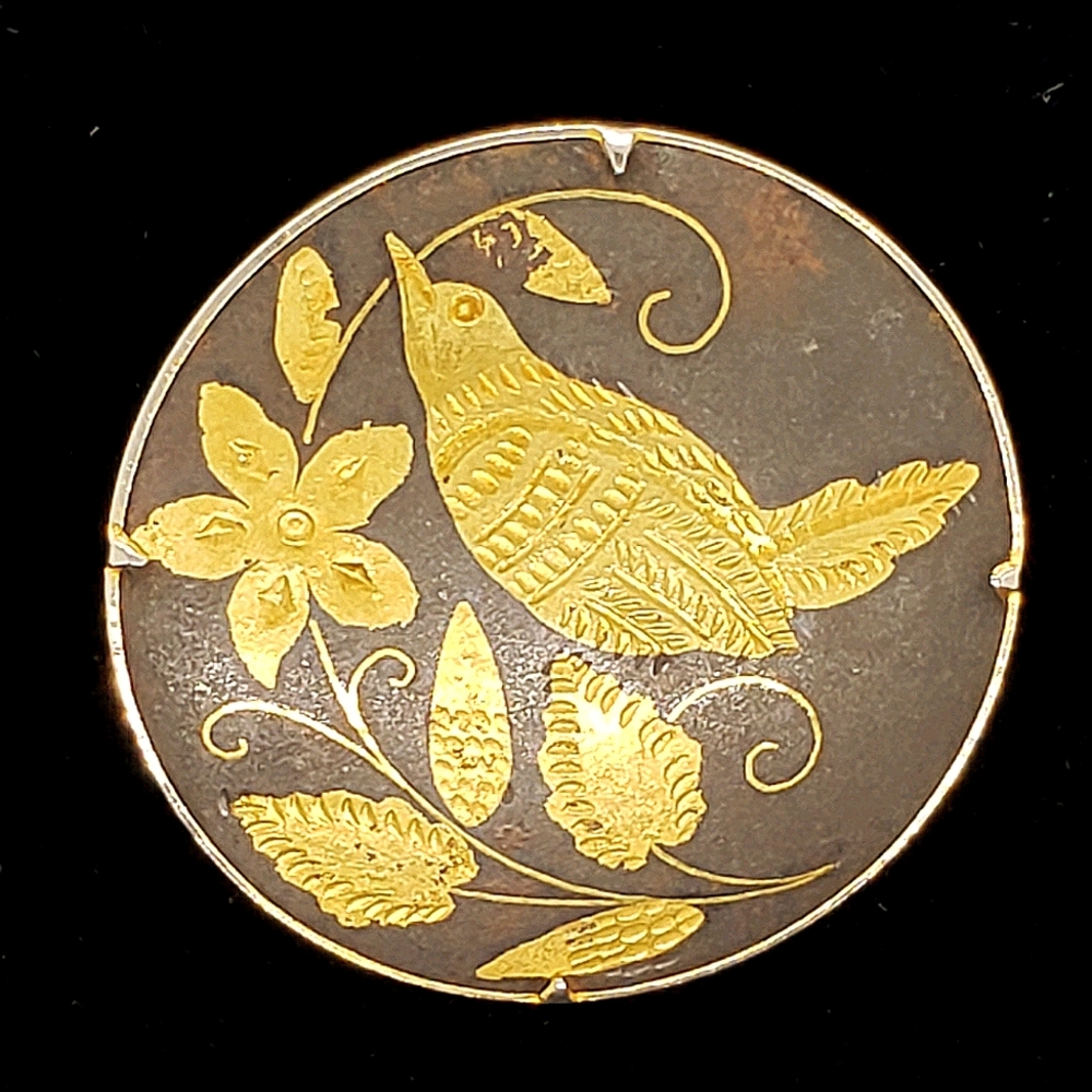 Antique Gold & Black Cloisinet Pin